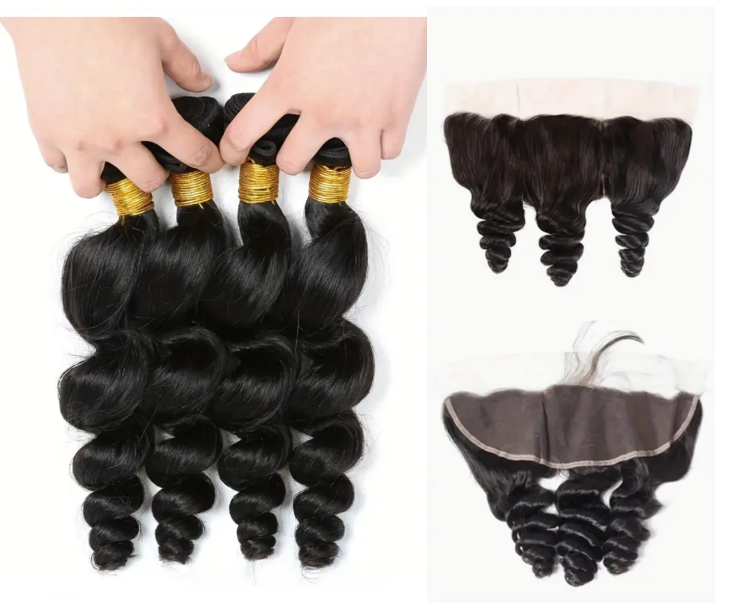 Loose Wave Virgin Human Hair Bundles - 4 Bundles & Lace Frontal 6x6 HD