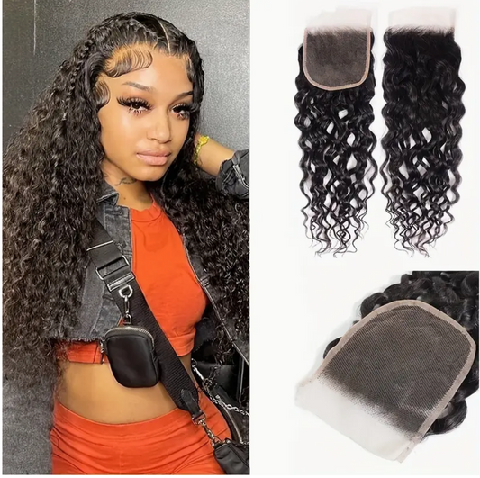 Water Wave Virgin Human Hair Lace Closure