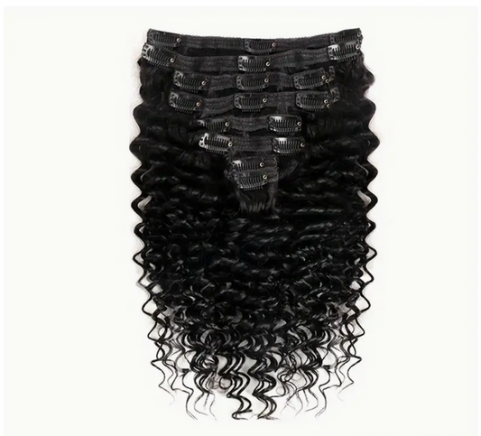 Deep Wave Human Hair Clip In Extensions