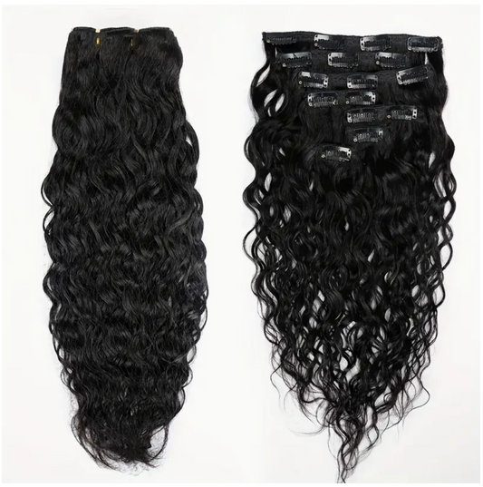 Water Wave Human Hair Clip In Extensions
