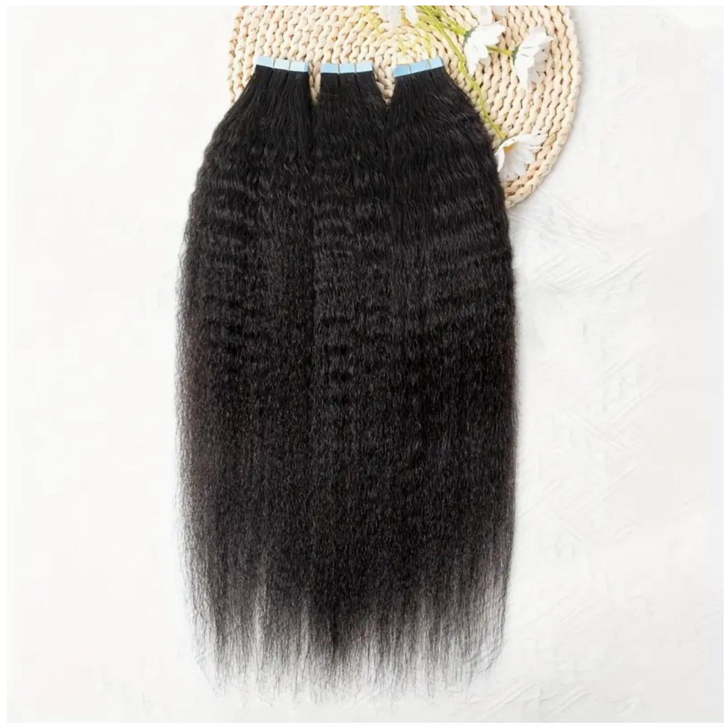 Kinky Straight Human Hair Tape In Hair Extensions 1