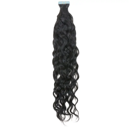 Water Wave Human Hair Tape In Hair Extensions