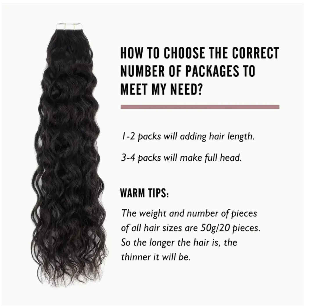 Deep Curly Human Hair Tape In Hair Extensions