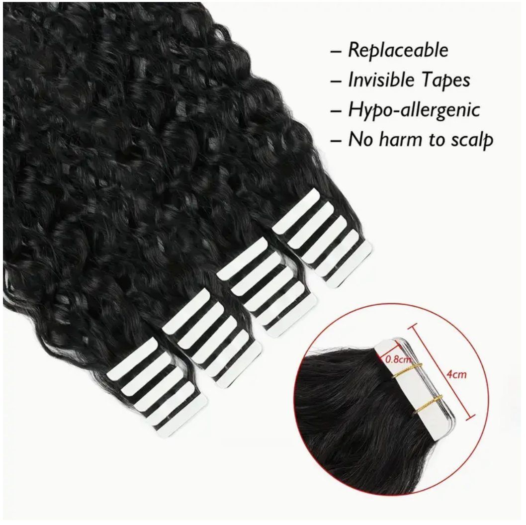 Deep Curly Human Hair Tape In Hair Extensions