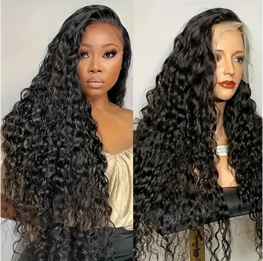 Water Wave HD Transparent Lace Frontal Glueless Human Hair Wig