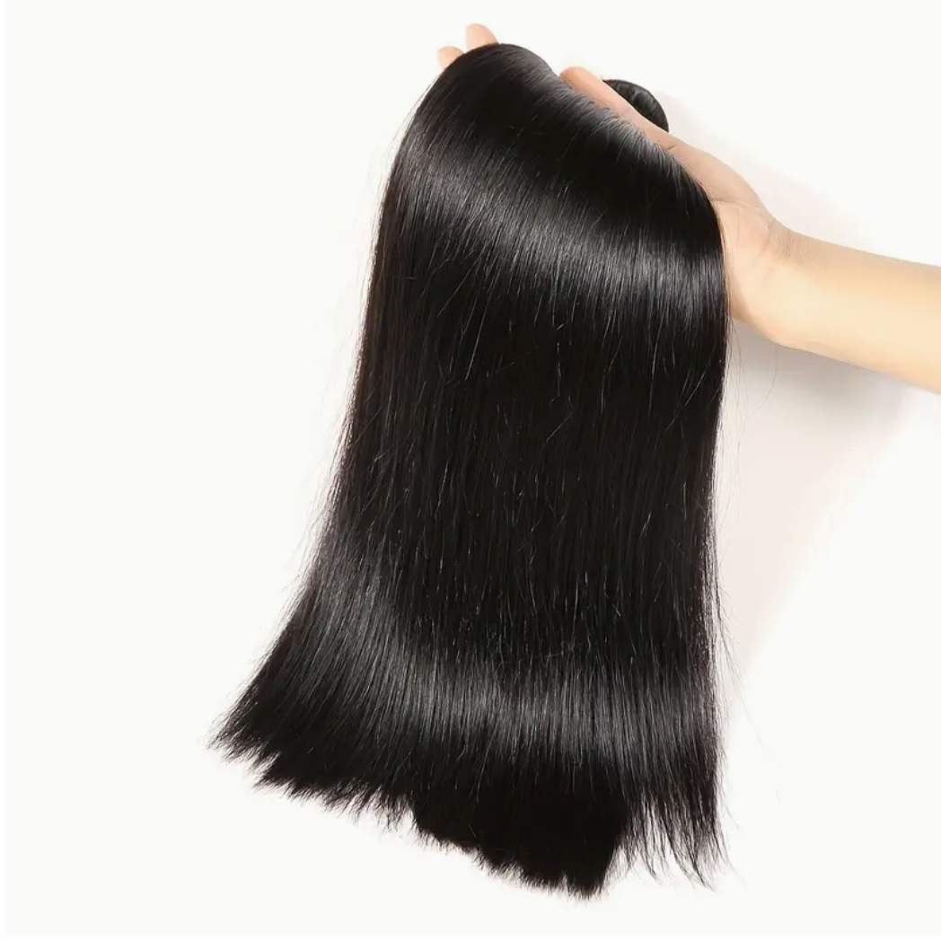 Straight Virgin Human Hair Bundles - 3 Bundles & Lace Closure 4x4 HD