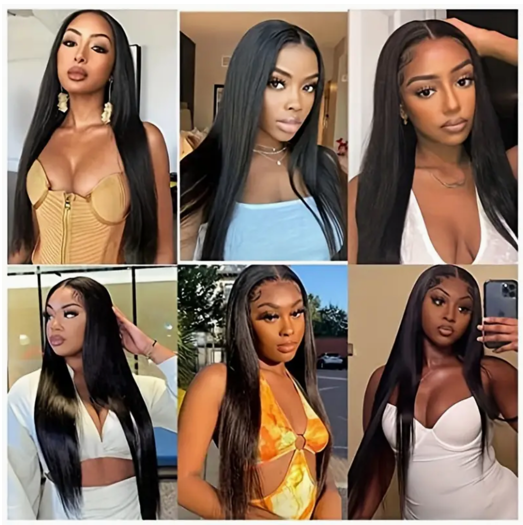 Straight Virgin Human Hair Bundles - 3 Bundles & Lace Frontal 13x4 transparent