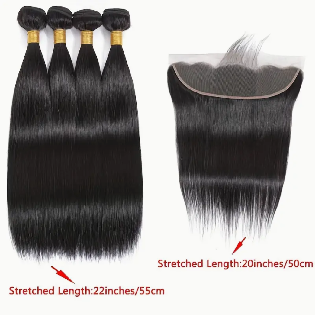 Straight Virgin Human Hair Bundles - 4 Bundles & Lace Frontal 6x6 HD