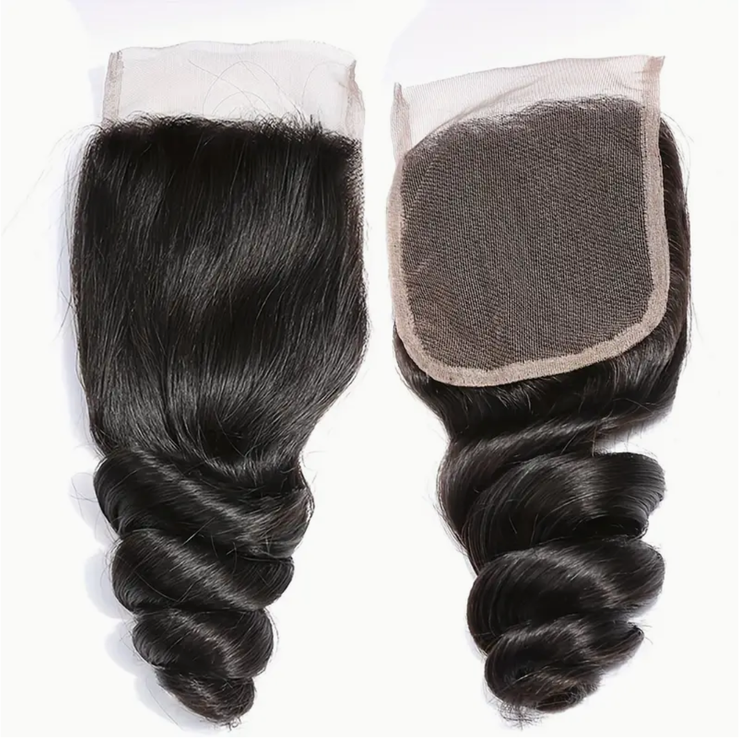 Loose Wave Virgin Human Hair Bundles - 3 Bundles & Lace Closure 4x4 HD