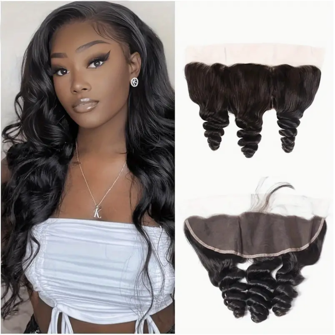 Loose Wave Virgin Human Hair Bundles - 3 Bundles & Lace Frontal - 13x4 transparent