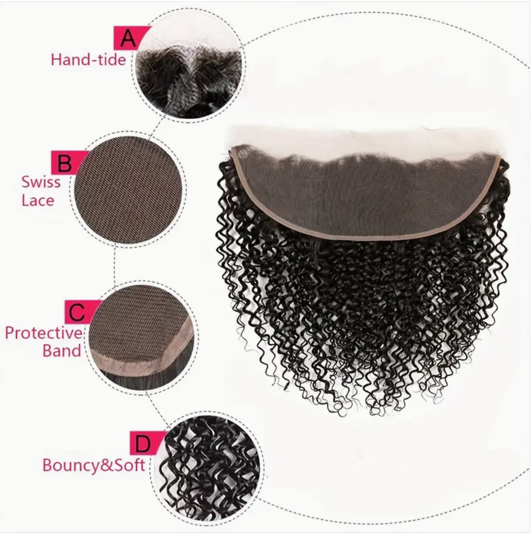 Curly Virgin Human Hair Bundles - 4 Bundles & Lace Frontal 6x6 HD