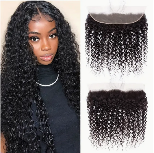Curly Virgin Human Hair Bundles - 4 Bundles & Lace Frontal 13x4 transparent