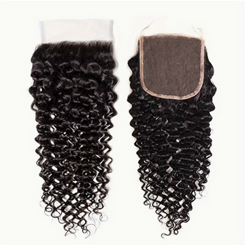 Curly Virgin Human Hair Bundles - 4 Bundles & Lace Closure 4x4 HD