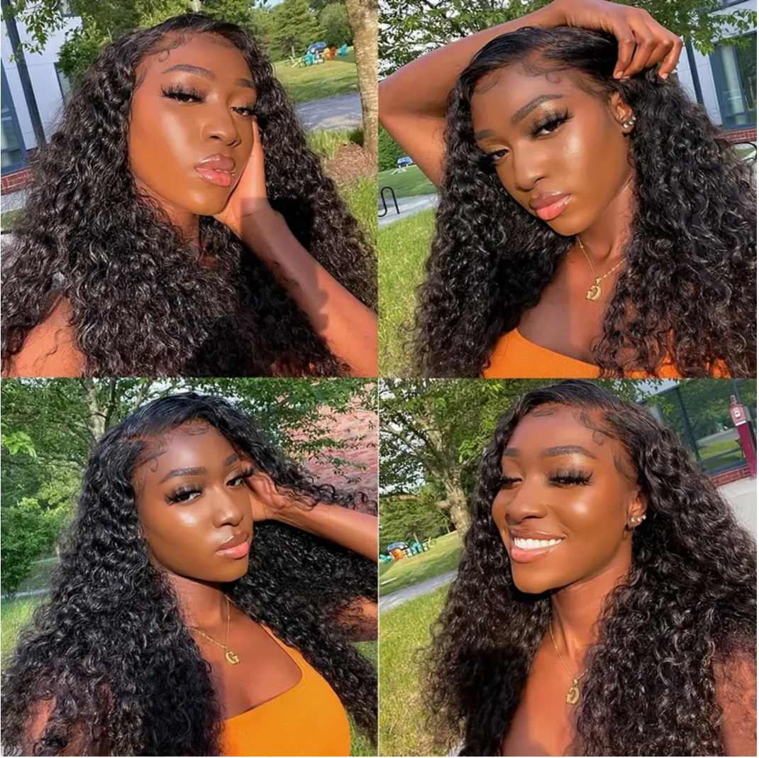 Curly Virgin Human Hair Bundles - 3 Bundles & Lace Closure 4x4 HD