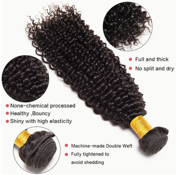 Curly Virgin Human Hair Bundles - 4 Bundles & Lace Closure 4x4 HD