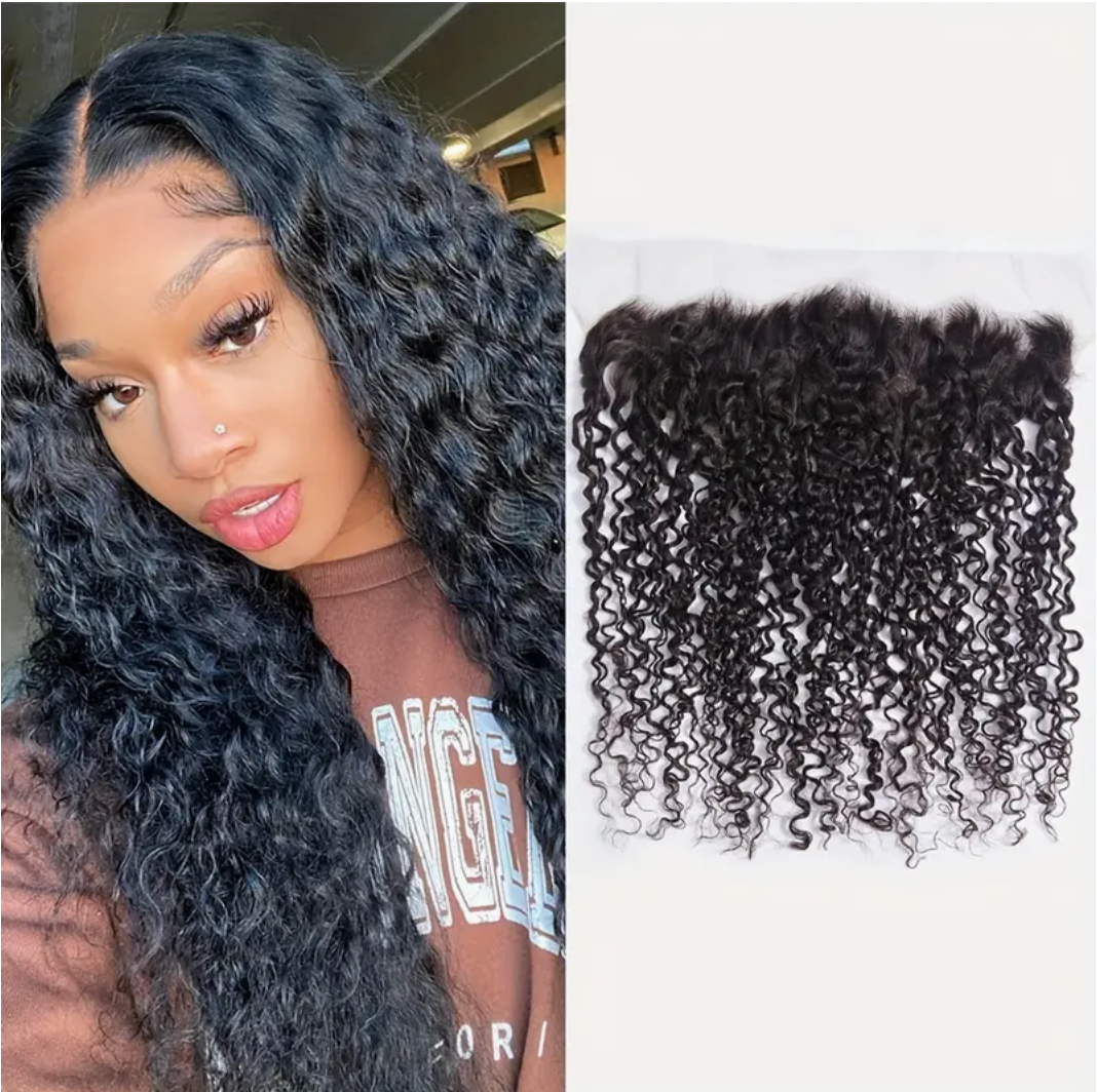 Curly Virgin Human Hair Bundles - 3 Bundles & Lace Frontal 13x6 HD