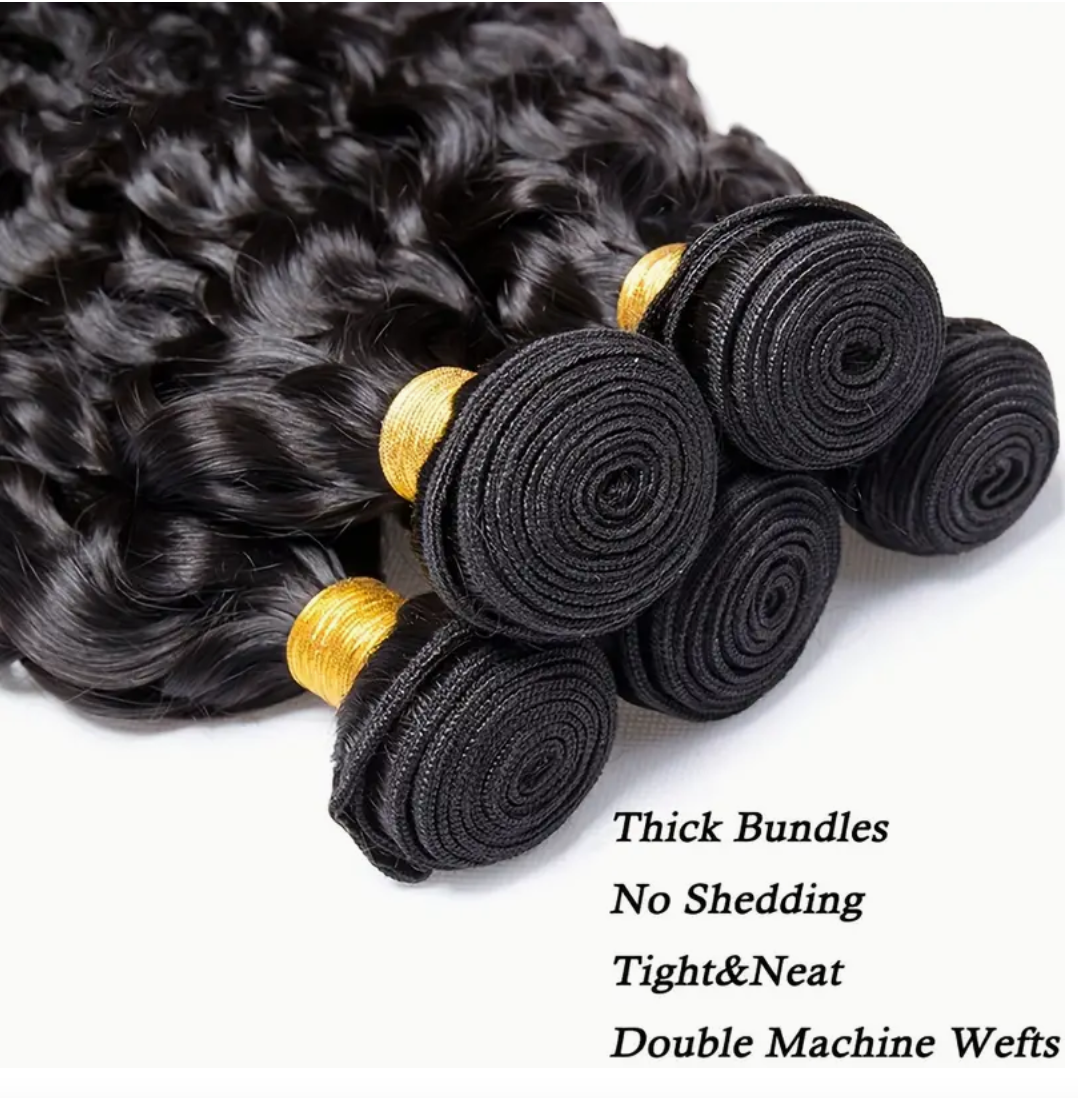 Deep Wave Virgin Human Hair Bundles - 4 Bundles & Lace Frontal 6x6 HD