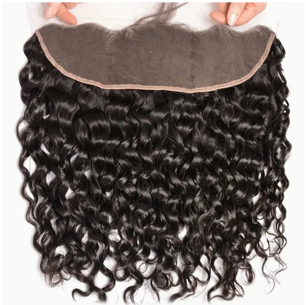 Water Wave Virgin Human Hair Bundles - 3 Bundles & Lace Frontal 13x4 transparent