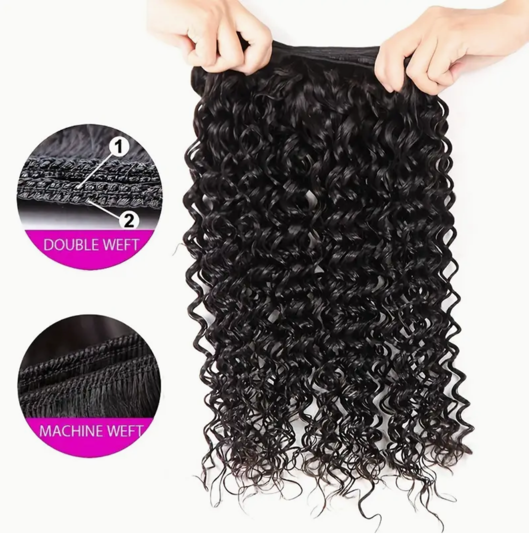 Water Wave Virgin Human Hair Bundles - 3 Bundles & Lace Frontal 13x4 transparent