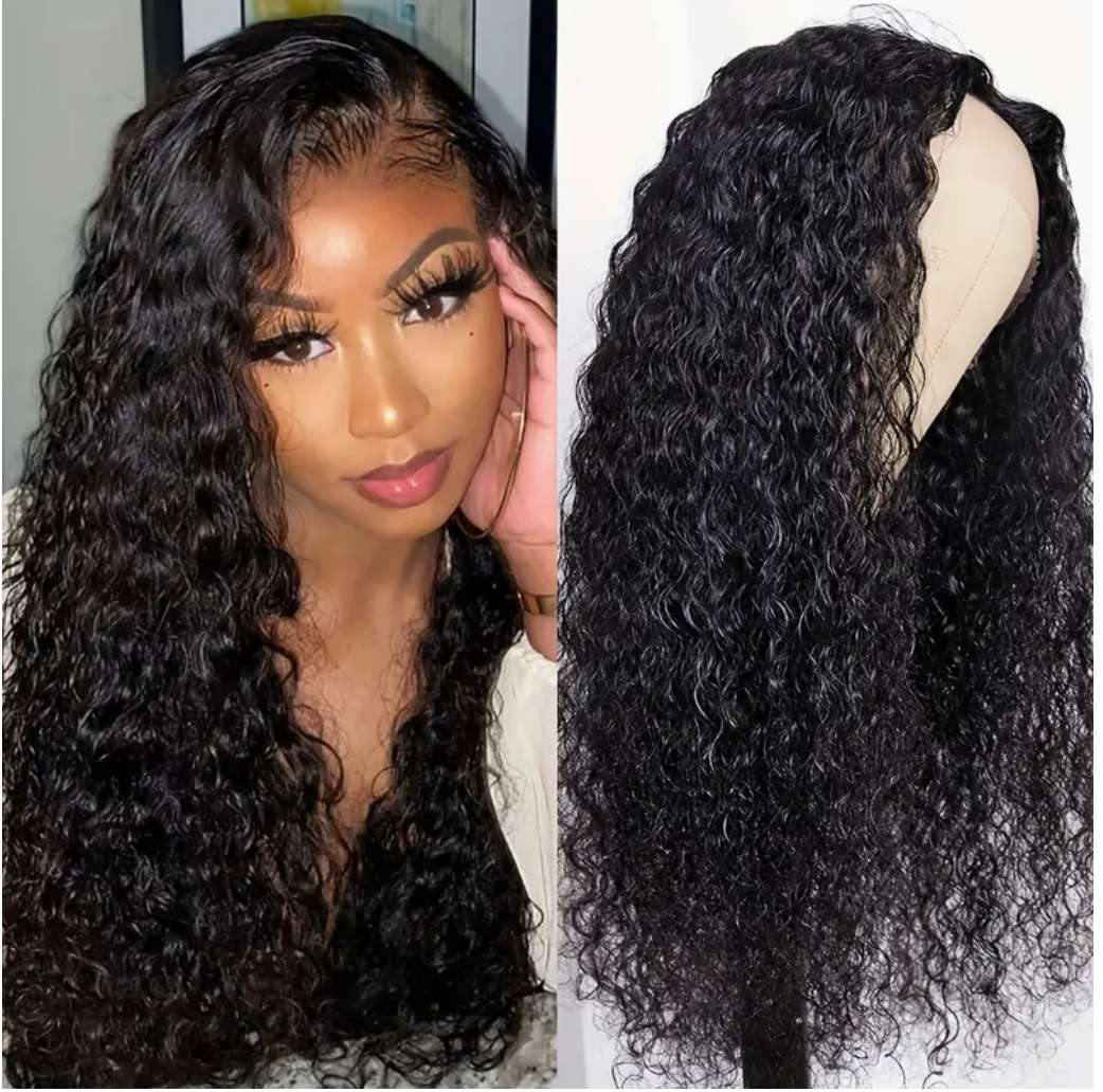 Deep Wave HD Transparent Lace Closure Glueless Human Hair Wig