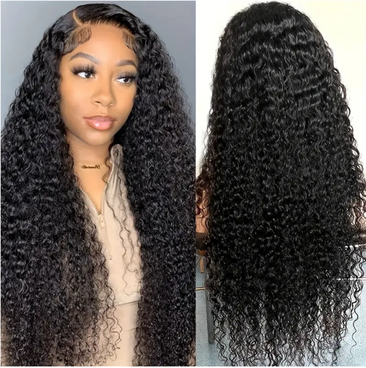 Curly HD Transparent Lace Closure Glueless Human Hair Wig