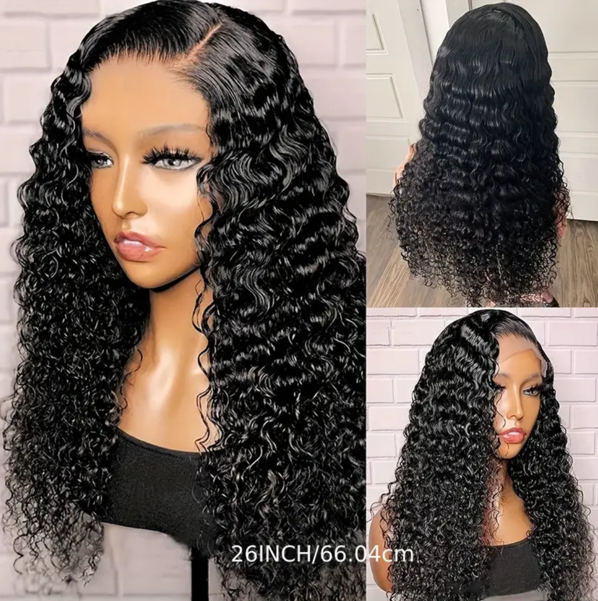 Curly HD Transparent Lace Closure Glueless Human Hair Wig