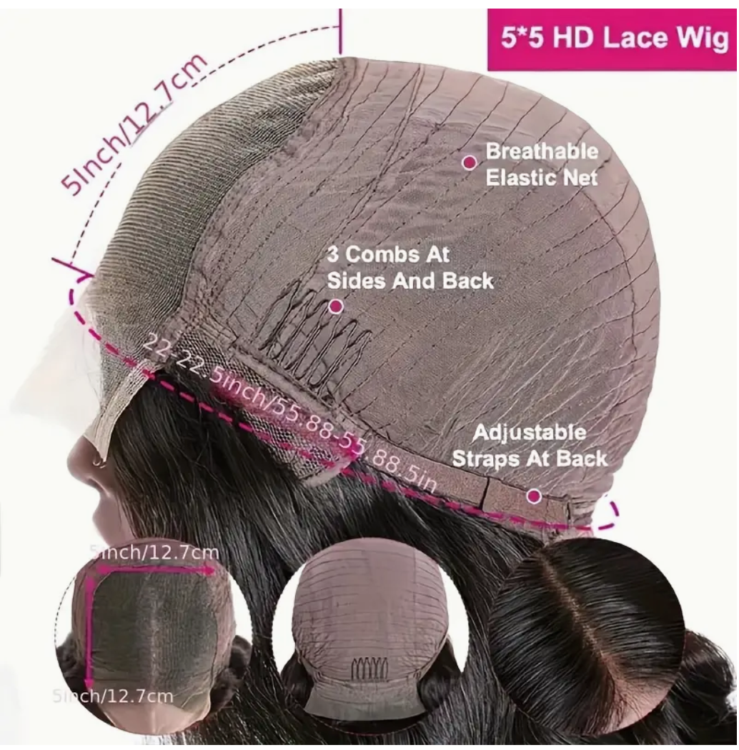 Water Wave HD Transparent Lace Closure Glueless Human Hair Wig